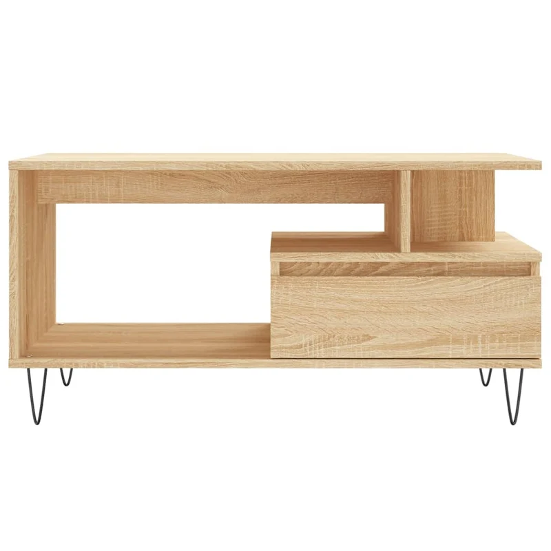 Table basse avec tiroir et étagère design moderne et contemporaine 90 x 49 x 45 cm bois d'ingénierie et métal DEC039032