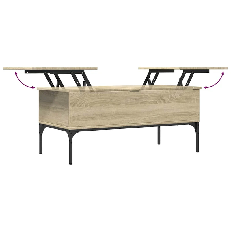 Table basse avec 2 compartiments design moderne et contemporain 100 x 50 x 45cm bois d'ingénierie et métal DEC038868