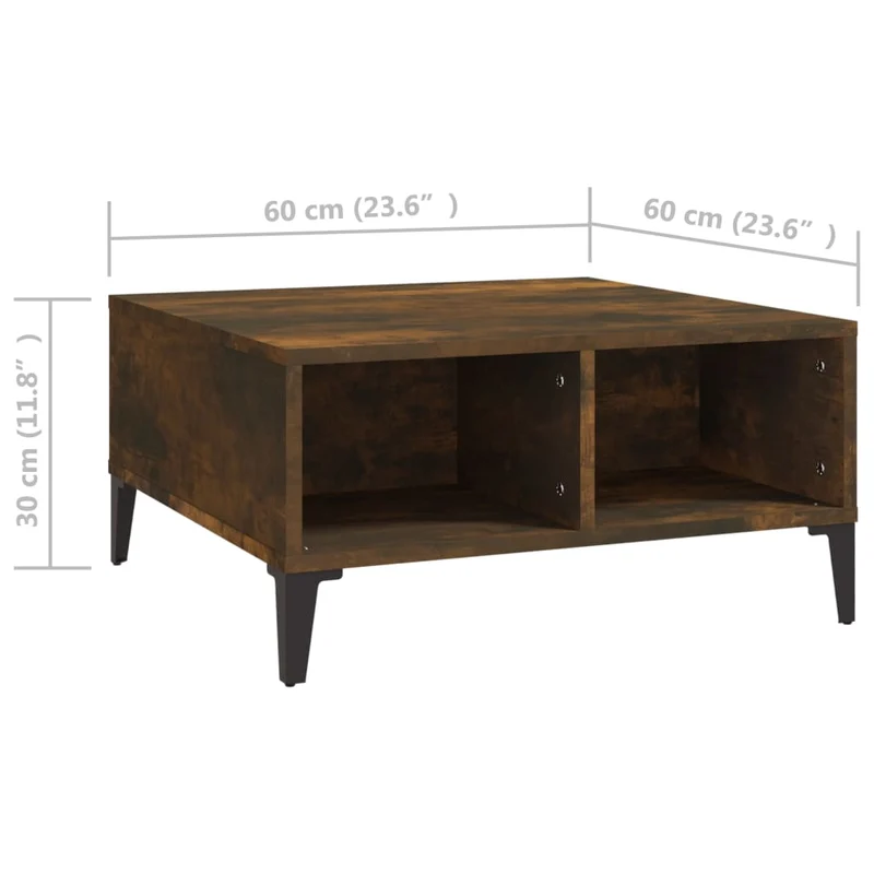 Table basse design moderne et contemporaine 60 x 60 x 30 cm bois d'ingénierie marron DEC038455