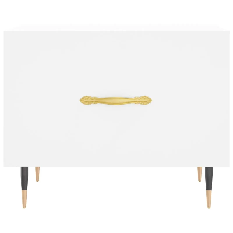 Table basse avec tiroir design moderne et contemporaine 50 x 50 x 40 cm bois d'ingénierie blanc et fer DEC037887