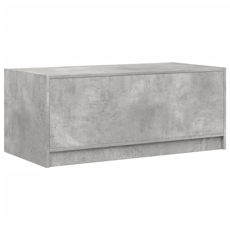 Table basse de salon design moderne avec portes en verre 102 x 50 x 42 cm bois d'ingénierie gris et verre DEC037734