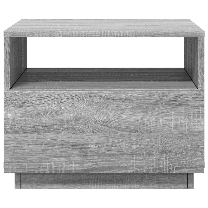 Table basse de salon avec tiroir design moderne avec lumières LED 50 x 49 x 40 cm bois d'ingénierie gris DEC037689