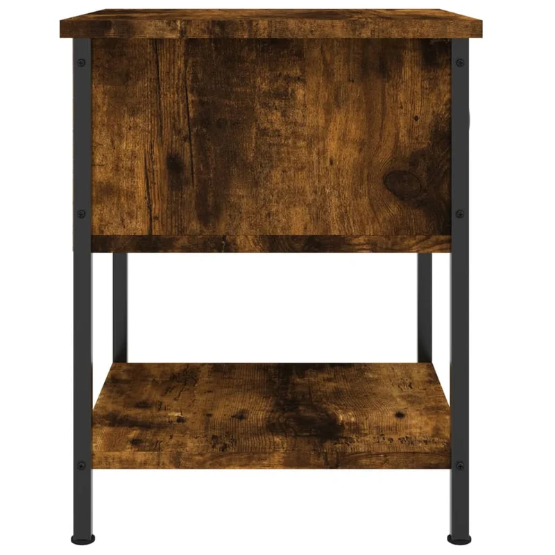 Lot de 2 tables de chevet avec tiroir et étagère 34 x 35,5 x 45cm bois d’ingénierie marron vieilli et fer DEC035799