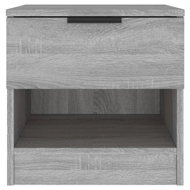 Lot de 2 tables de chevet avec tiroir et compartiment en bois d'ingénierie gris DEC035750