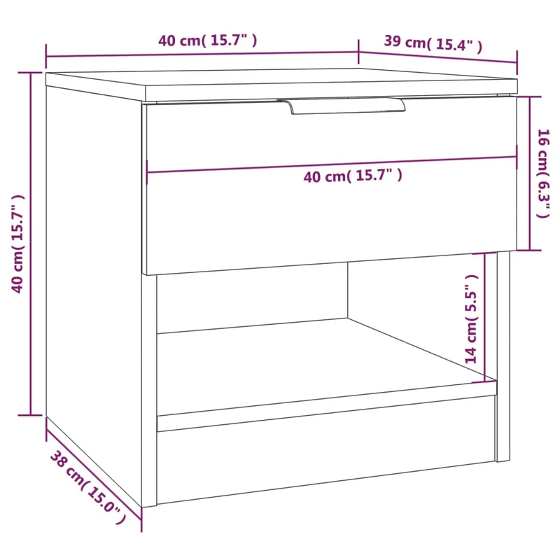 Lot de 2 tables de chevet avec tiroir et compartiment en bois d'ingénierie gris DEC035750