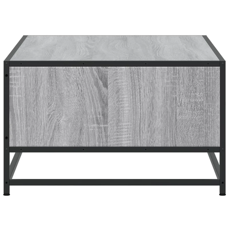 Table basse avec tiroir et compartiments ouverts style industriel 100 x 57 x 35 cm bois d'ingénierie gris et métal DEC039966
