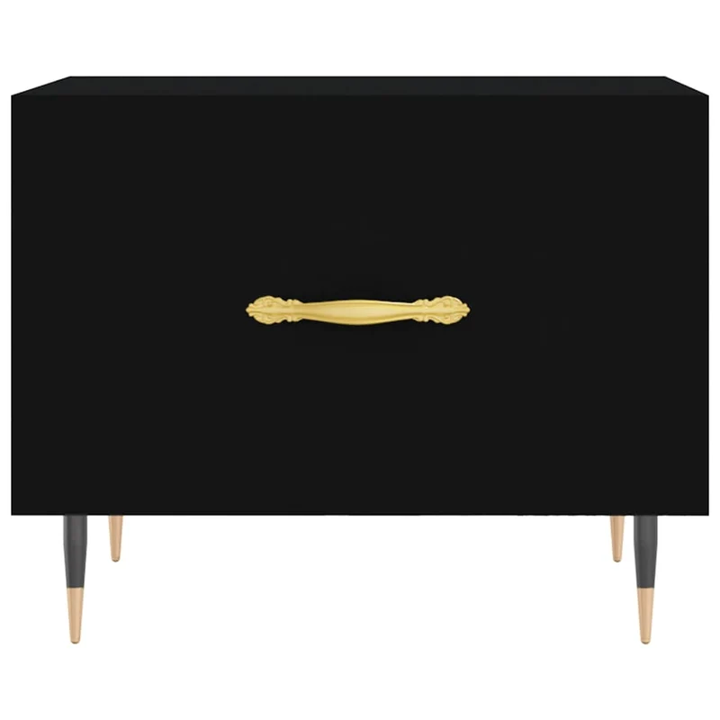 Table basse avec tiroir design moderne et contemporaine 50 x 50 x 40 cm bois d'ingénierie noir et fer DEC039663