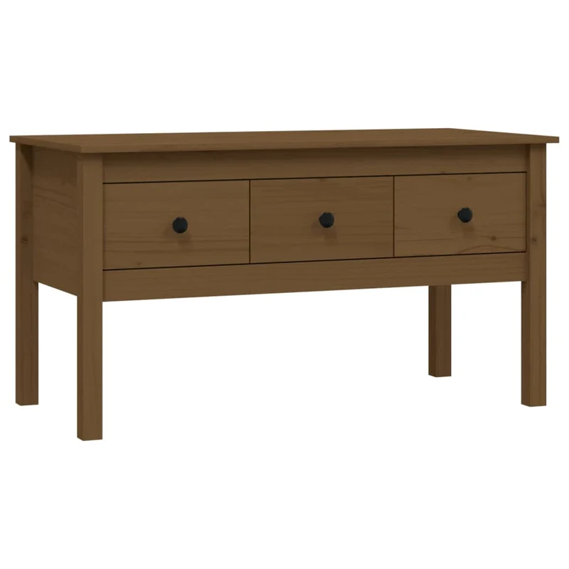 Table basse avec 3 tiroirs design moderne et contemporain 102 x 49 x 55 cm bois massif de pin marron DEC039463