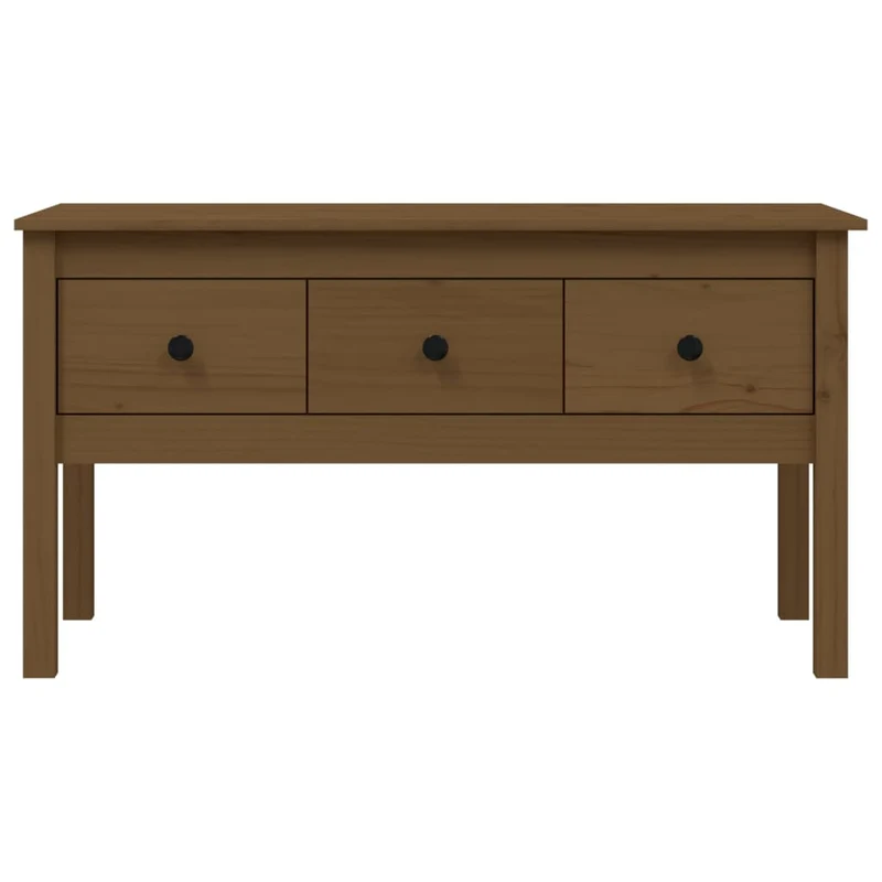 Table basse avec 3 tiroirs design moderne et contemporain 102 x 49 x 55 cm bois massif de pin marron DEC039463