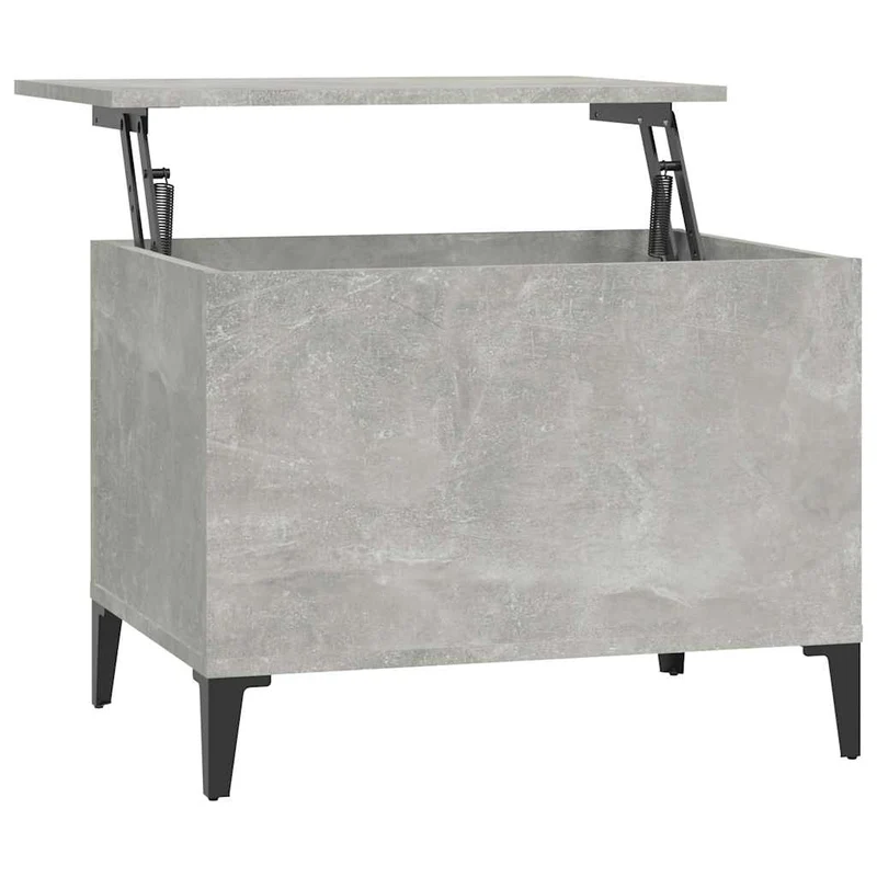 Table basse avec plateau relevable design moderne et contemporaine 60 x 44,5 x 45 cm bois d'ingénierie gris et métal DEC039316