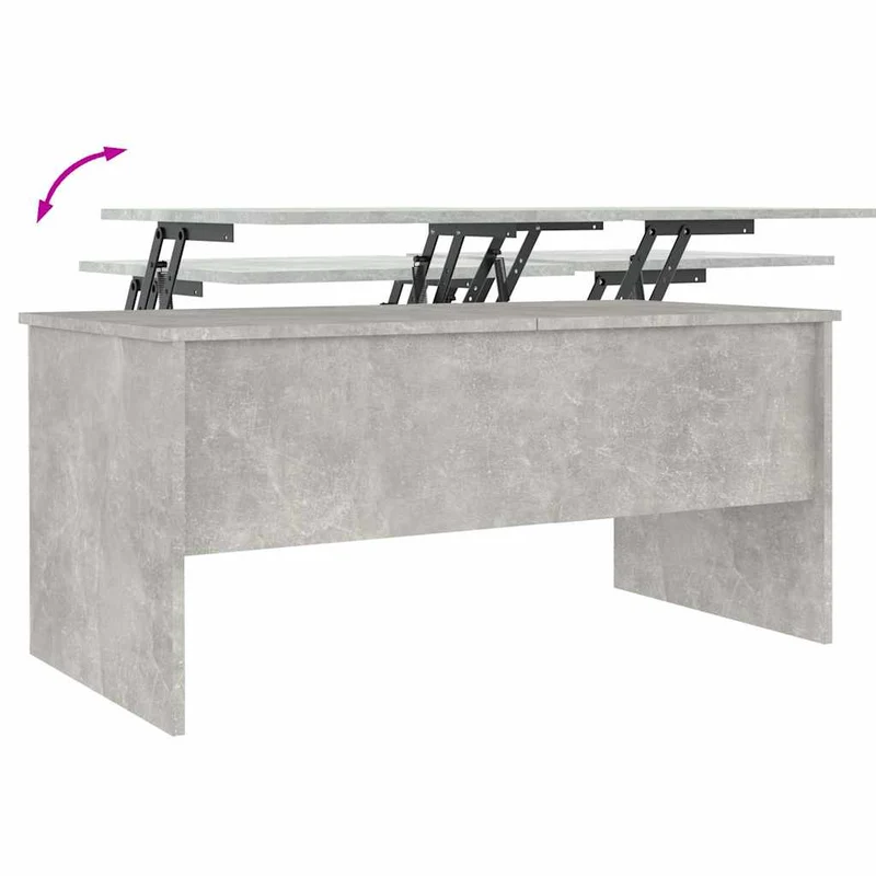Table basse avec plateau relevable design moderne et contemporain 102 x 50,5 x 46,5 cm bois d'ingénierie gris DEC039246