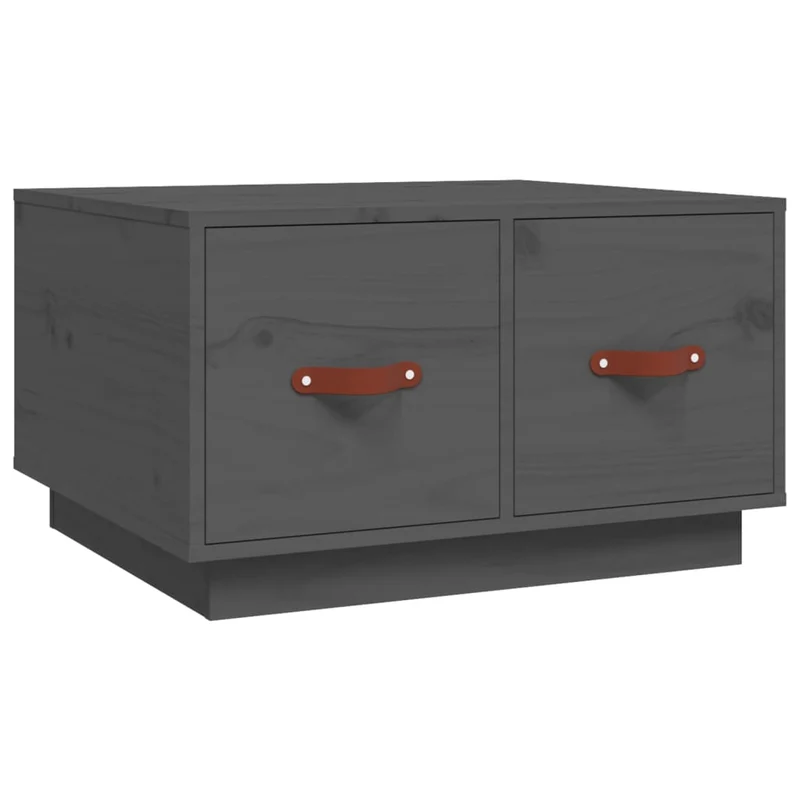 Table basse design moderne et contemporaine 60 x 53 x 35 cm bois massif de pin gris DEC039186