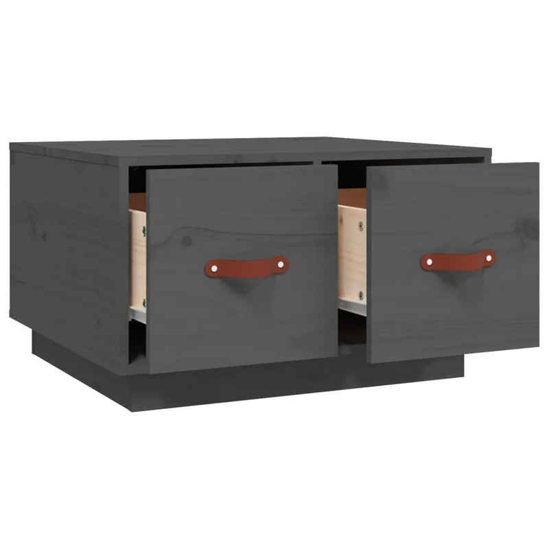 Table basse design moderne et contemporaine 60 x 53 x 35 cm bois massif de pin gris DEC039186