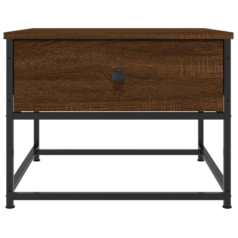 Table basse avec tiroir design industriel 51 x 51 x 40 cm bois d'ingénierie marron avec métal DEC038689