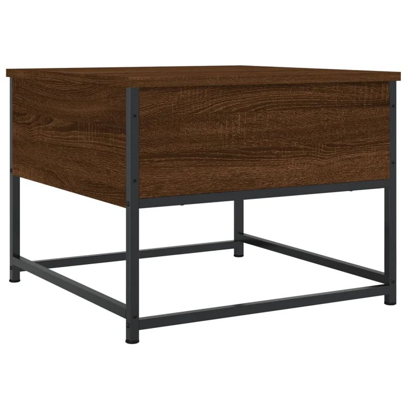 Table basse avec tiroir design industriel 51 x 51 x 40 cm bois d'ingénierie marron avec métal DEC038689