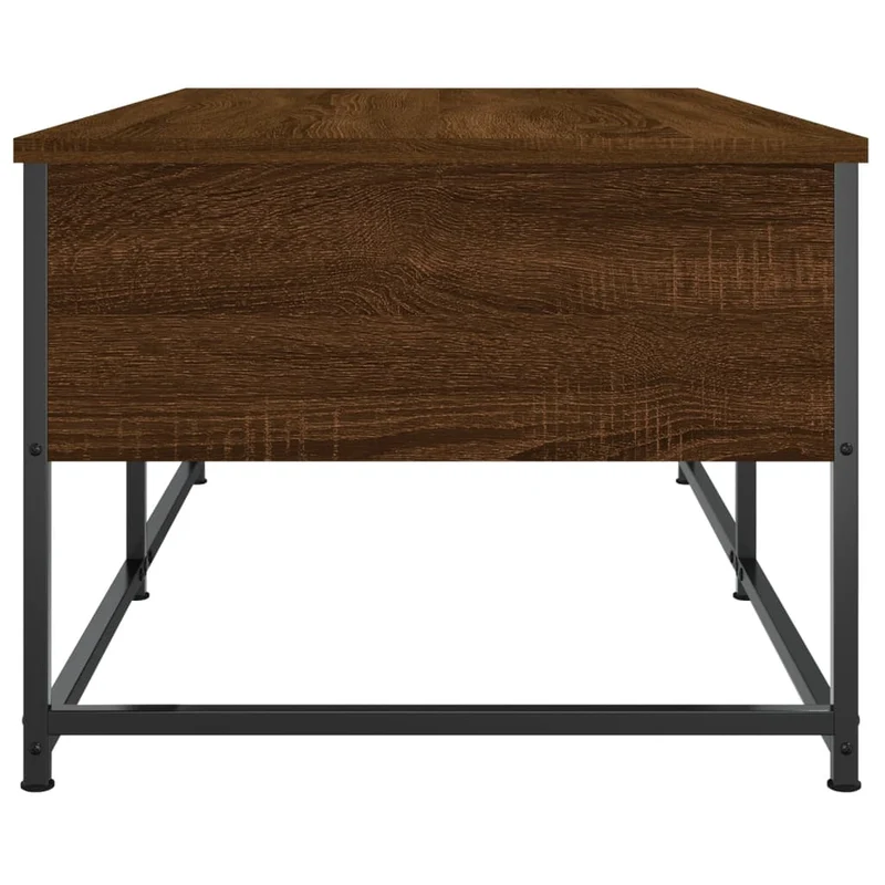Table basse avec deux tiroirs design industriel moderne 100 x 51 x 40 cm bois d'ingénierie marron et métal DEC038604
