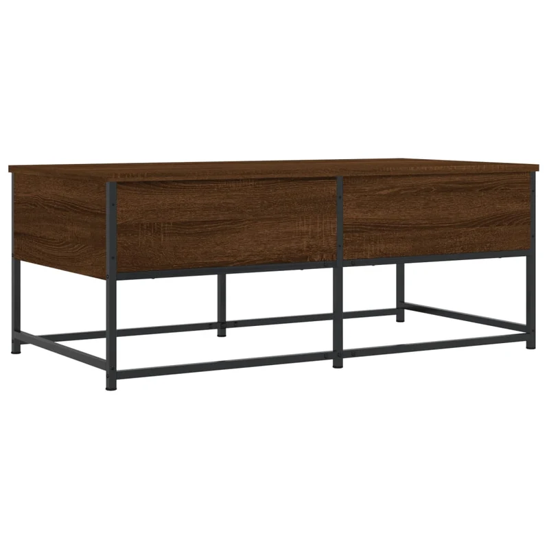 Table basse avec deux tiroirs design industriel moderne 100 x 51 x 40 cm bois d'ingénierie marron et métal DEC038604