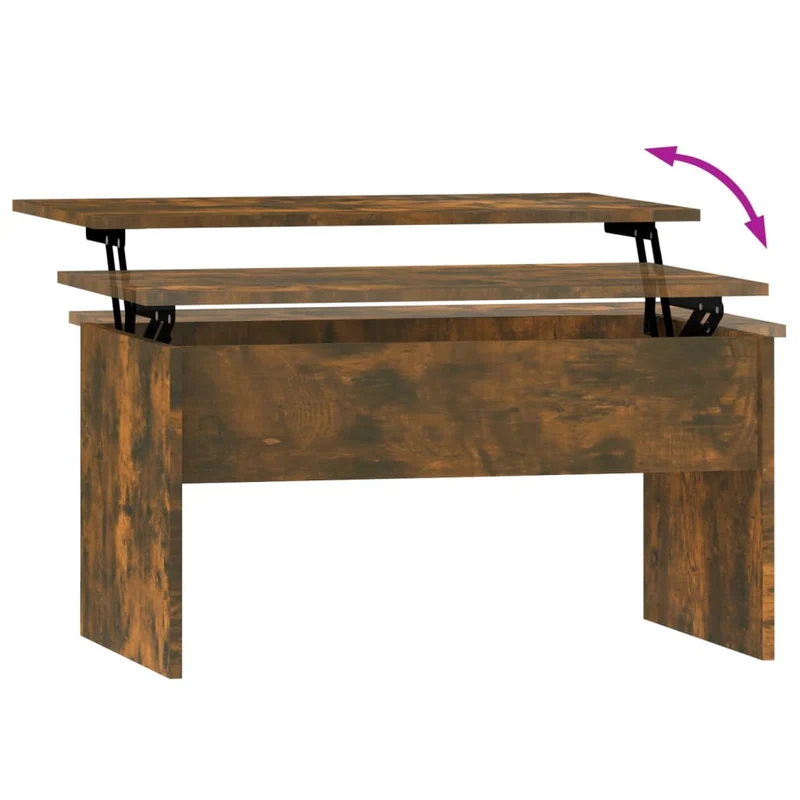 Table basse avec plateau relevable design moderne et contemporaine 80 x 50,5 x 41,5 cm bois d'ingénierie marron DEC038474