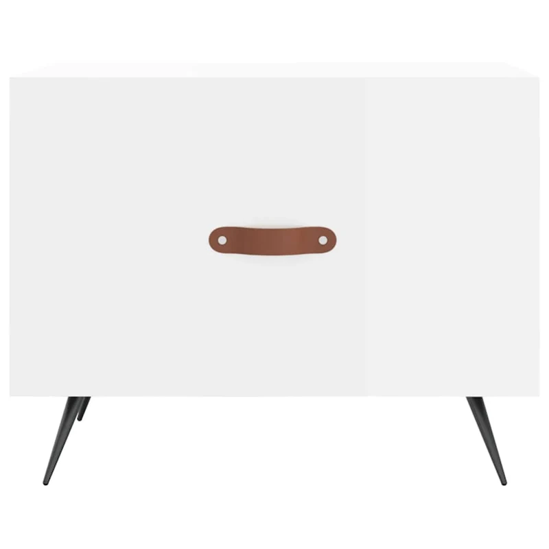 Table basse avec tiroir design moderne et contemporaine 50 x 50 x 40 cm bois d'ingénierie blanc brilliant et fer DEC038105