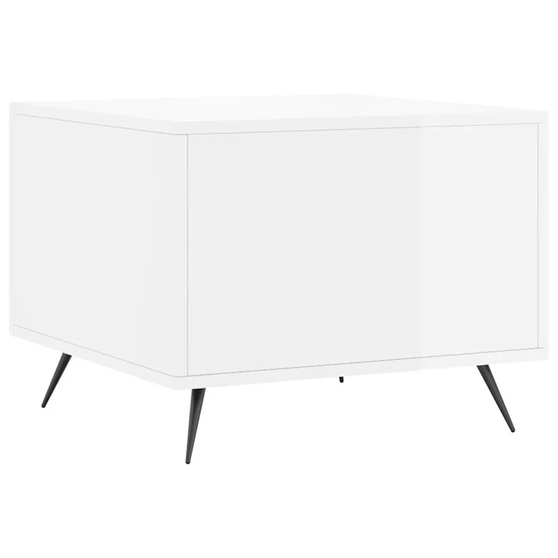 Table basse avec tiroir design moderne et contemporaine 50 x 50 x 40 cm bois d'ingénierie blanc brilliant et fer DEC038105