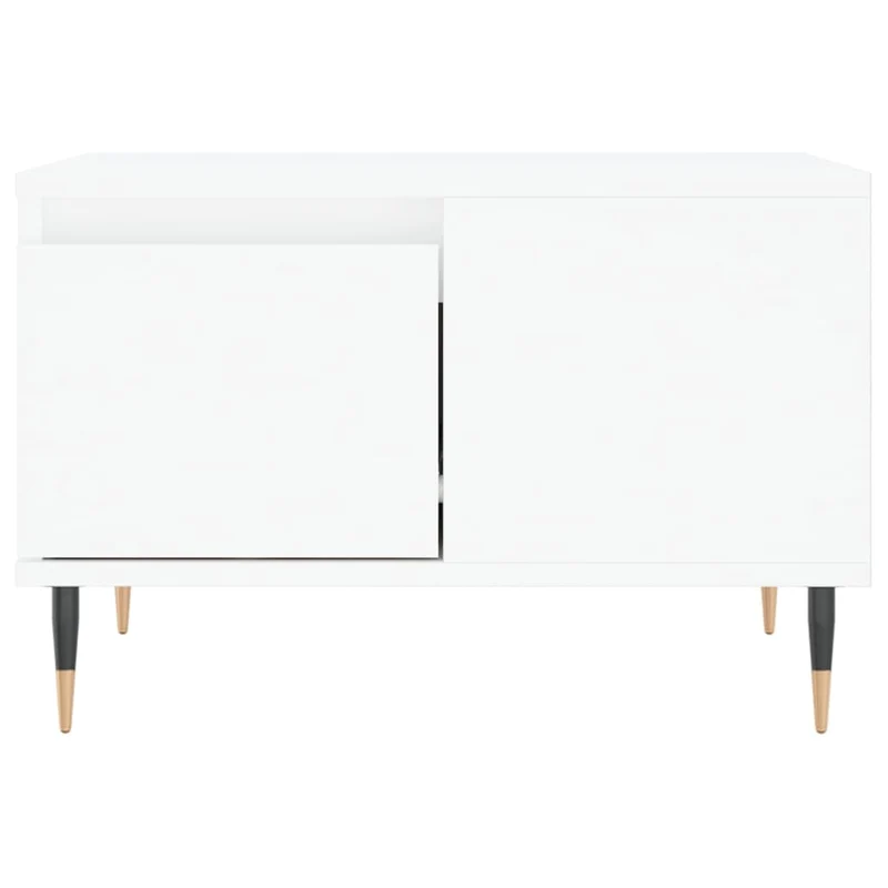Table basse avec tiroir design moderne et contemporaine 55 x 55 x 36,5 cm bois d'ingénierie blanc et métal DEC037898
