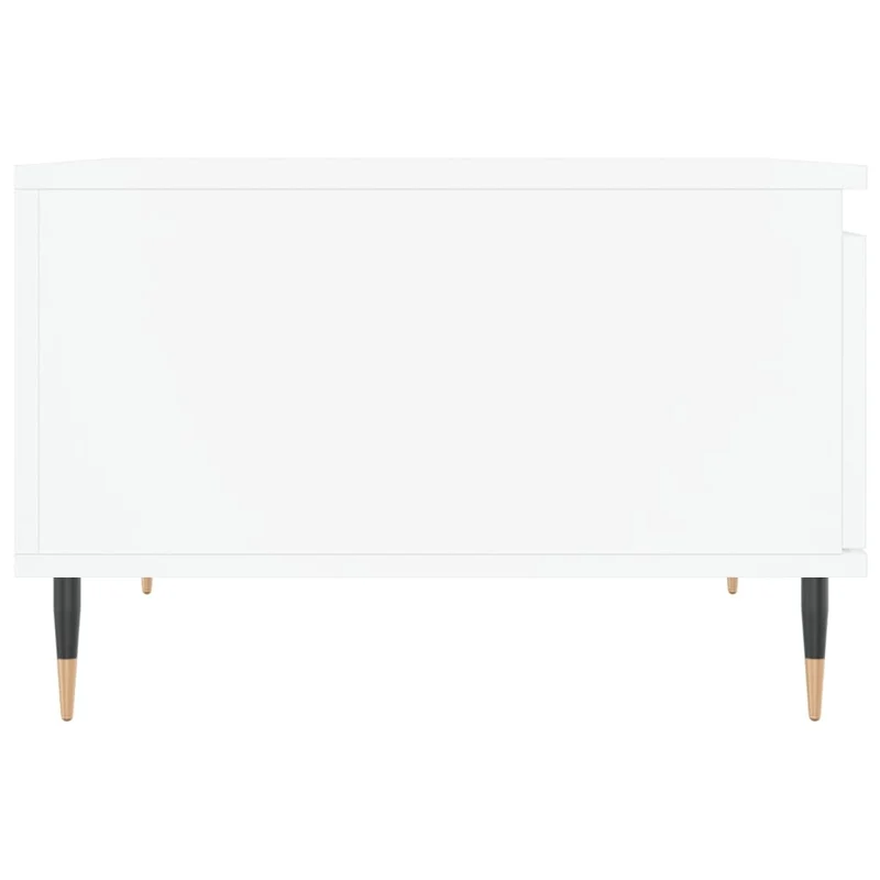 Table basse avec tiroir design moderne et contemporaine 55 x 55 x 36,5 cm bois d'ingénierie blanc et métal DEC037898