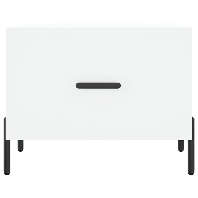 Table basse avec tiroir design moderne et contemporaine 50 x 50 x 40 cm bois d'ingénierie blanc et fer DEC037885