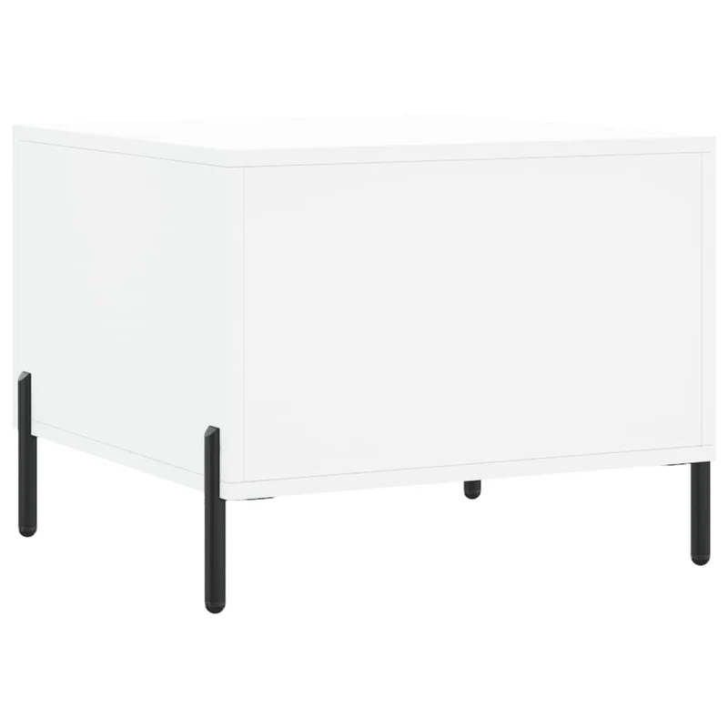 Table basse avec tiroir design moderne et contemporaine 50 x 50 x 40 cm bois d'ingénierie blanc et fer DEC037885