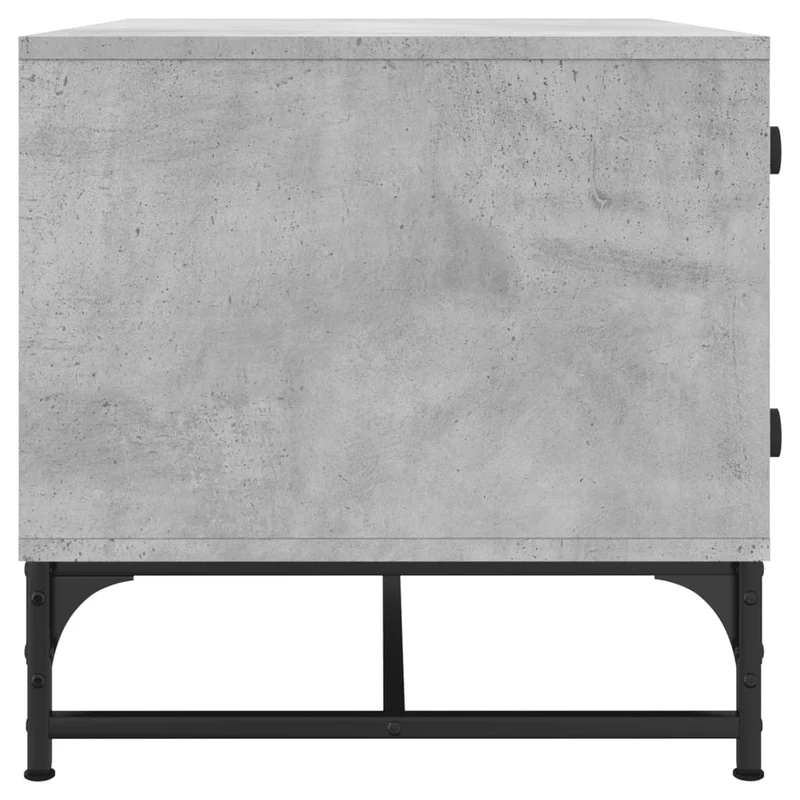 Table basse de salon design moderne avec portes en verre 68,5 x 50 x 50 cm bois d'ingénierie gris verre et acier DEC037735