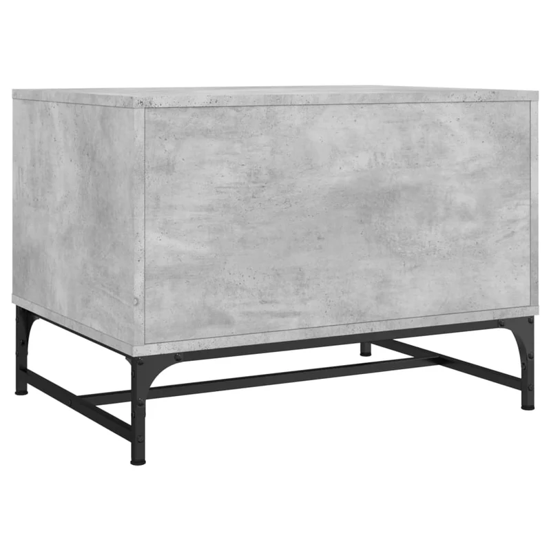 Table basse de salon design moderne avec portes en verre 68,5 x 50 x 50 cm bois d'ingénierie gris verre et acier DEC037735