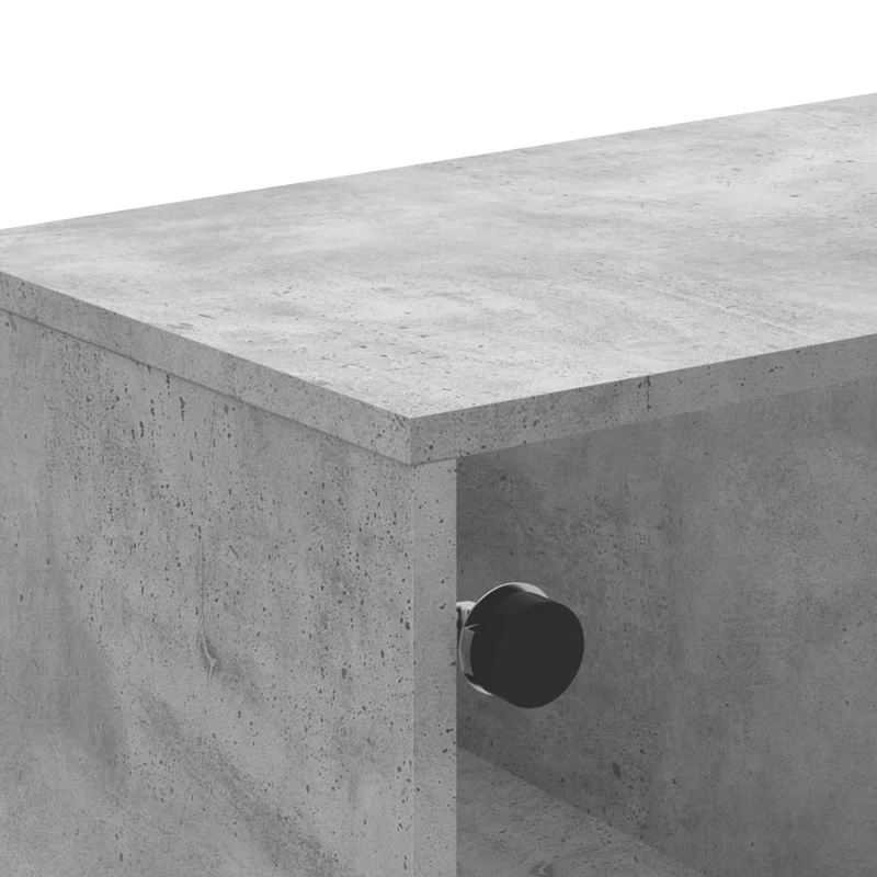 Table basse de salon design moderne avec portes en verre 68,5 x 50 x 50 cm bois d'ingénierie gris verre et acier DEC037735
