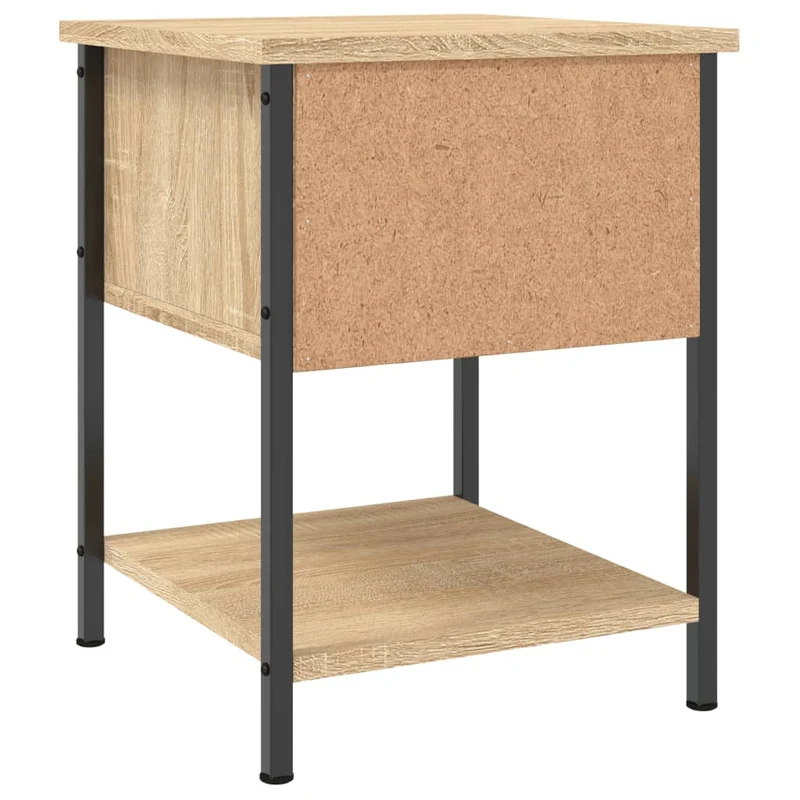 Lot de 2 tables de chevet avec tiroir et étagère 34 x 35,5 x 45 cm bois d'ingénierie couleur chêne et fer DEC035220