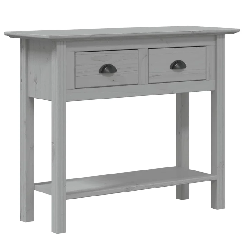 Table console avec tiroirs 91 x 35 x 74 cm bois de pin massif gris et métal DEC031730