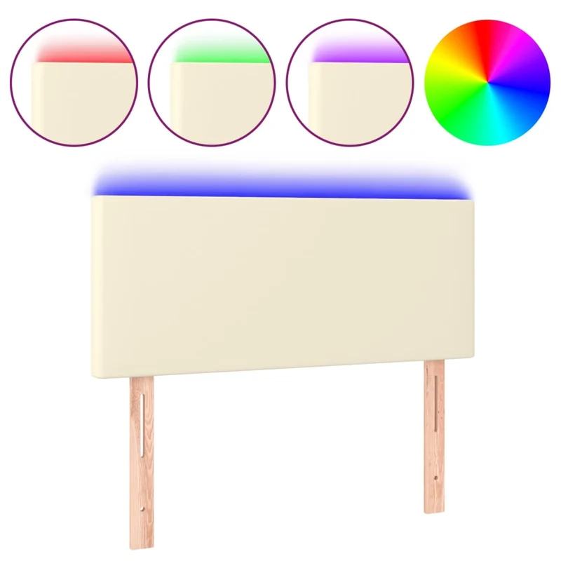 Tête de lit accessoire couchage chambre à coucher meuble à LED 100 x 5 x 78/88 cm synthétique crème TDL0201678