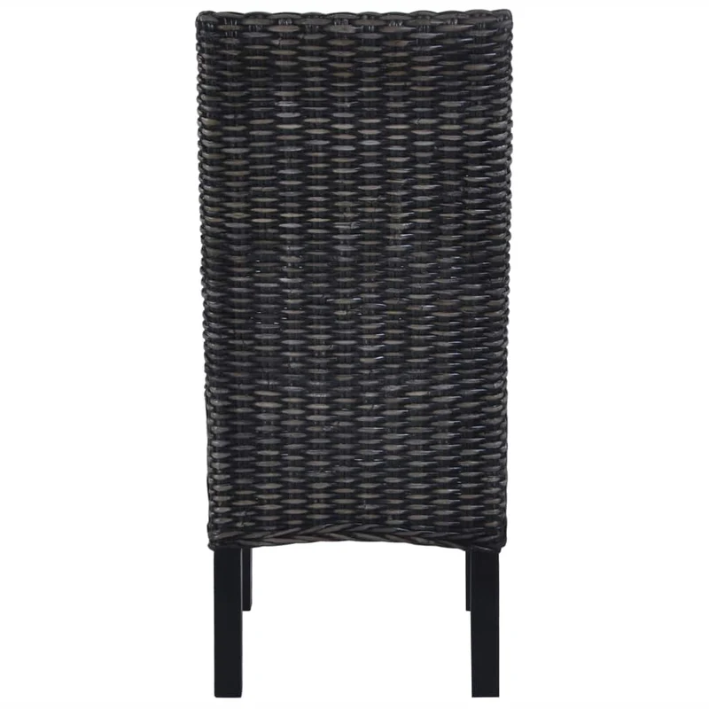 Lot de 6 chaises de salle à manger cuisine noir Rotin Kubu et bois de manguier CDS022676