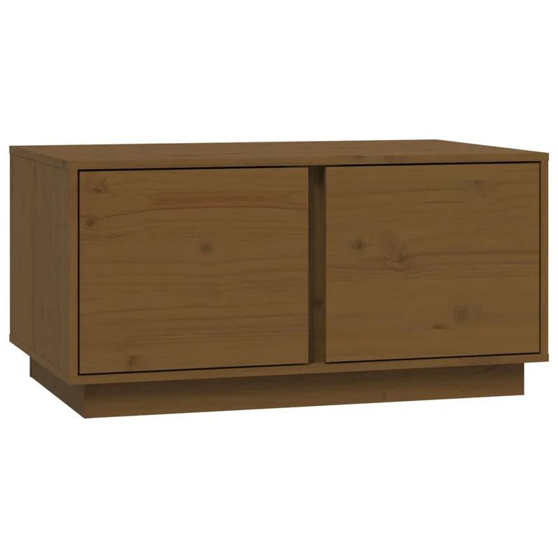 Table basse avec 2 compartiments design moderne 80 x 50 x 40 cm bois massif de pin marron DEC039499