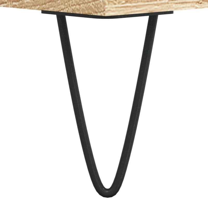 Table basse design moderne et contemporaine 80 x 80 x 36,5 cm bois d'ingénierie couleur chêne et métal DEC039009