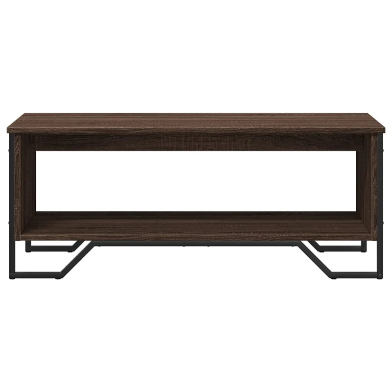 Table basse design industriel moderne 100 x 51 x 40 cm bois d'ingénierie marron et métal DEC038605