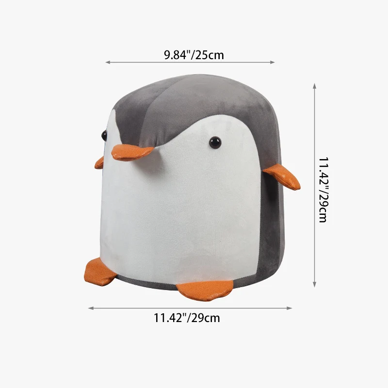 Contemporary Creative Kids Penguin Velvet Plywood Low Stool For Living Room