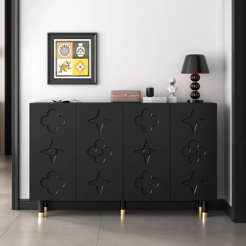 Contemporary Retro Particle Board MDF Metal Rectangular Floral Star Pattern Shoe Storage 5-Tier For Entryway
