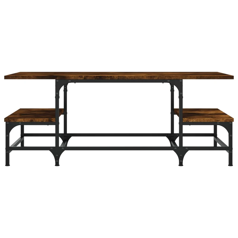 Table basse avec étagères design industriel 100 x 50,5 x 40 cm bois d'ingénierie marron et métal DEC038314