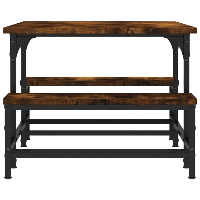 Table basse avec étagères design industriel 100 x 50,5 x 40 cm bois d'ingénierie marron et métal DEC038314