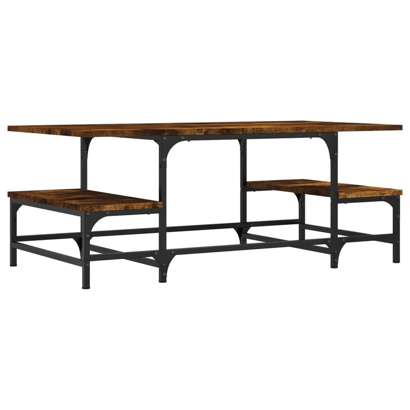 Table basse avec étagères design industriel 100 x 50,5 x 40 cm bois d'ingénierie marron et métal DEC038314