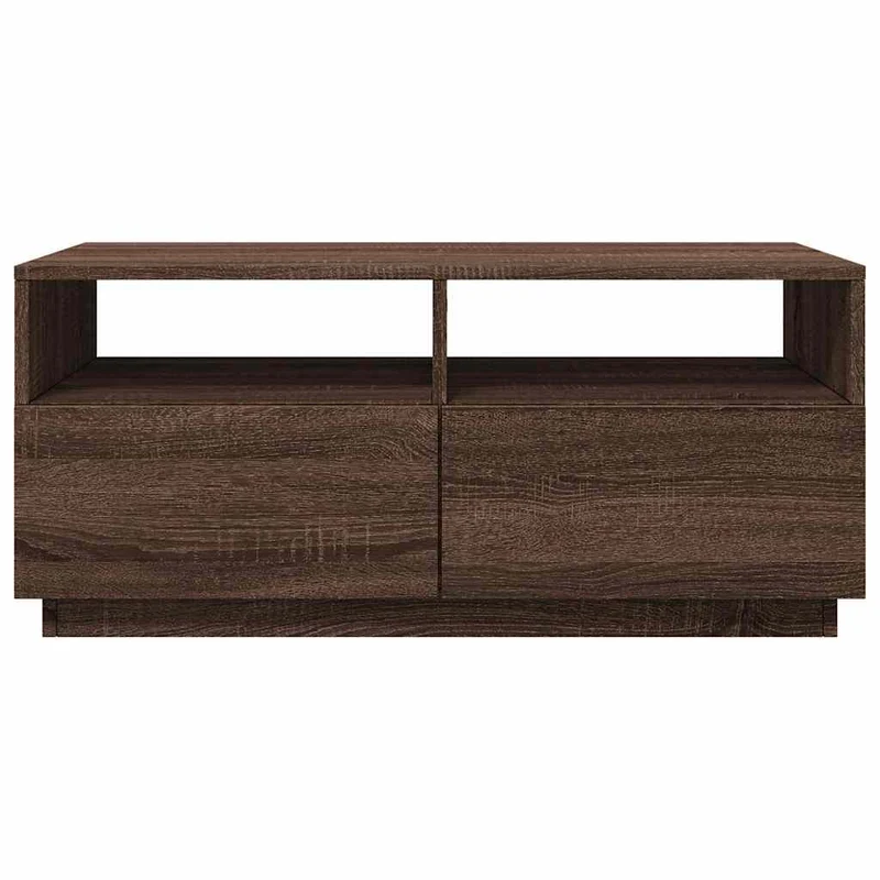 Table basse de salon design moderne avec lumières LED 90 x 49 x 40 cm bois d'ingénierie marron DEC037637