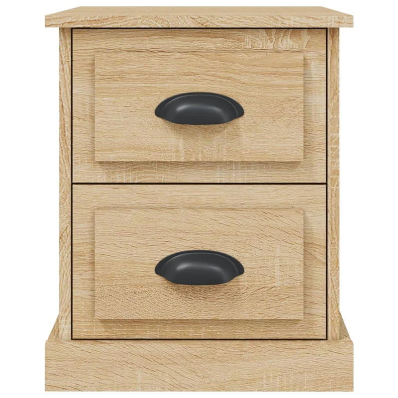 Table de chevet avec deux tiroirs 39 x 39 x 47,5 cm bois d'ingénierie couleur chêne DEC033811