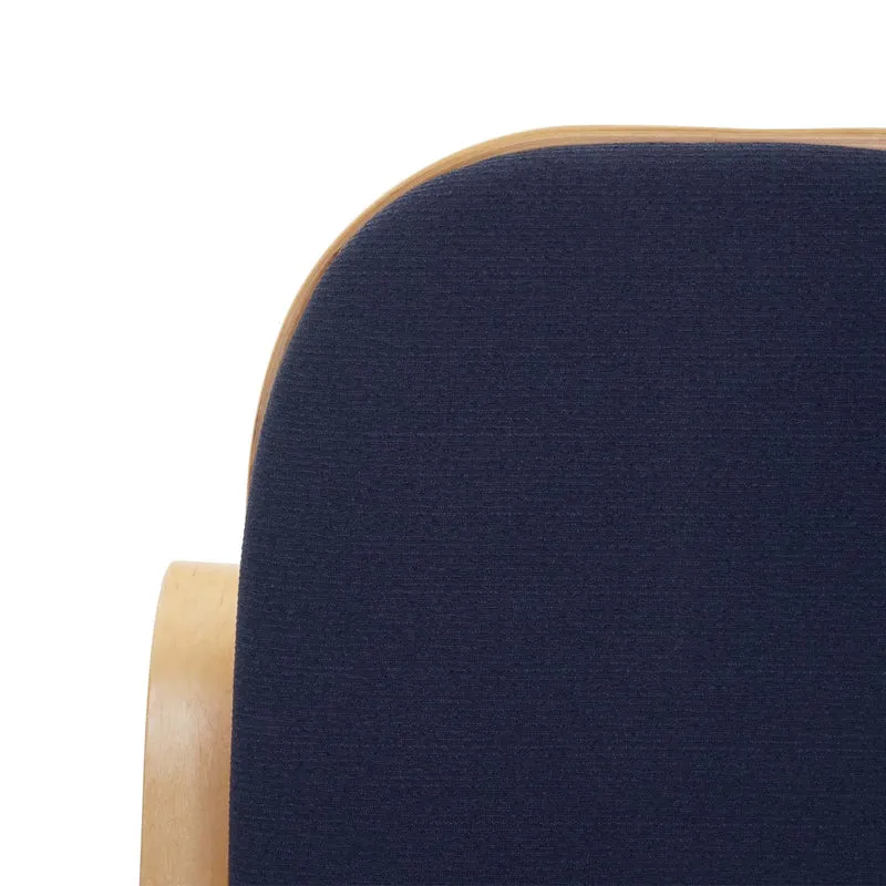 Fauteuil à bascule rocking chair en bois clair assise en tissu gris anthracite FAB040027