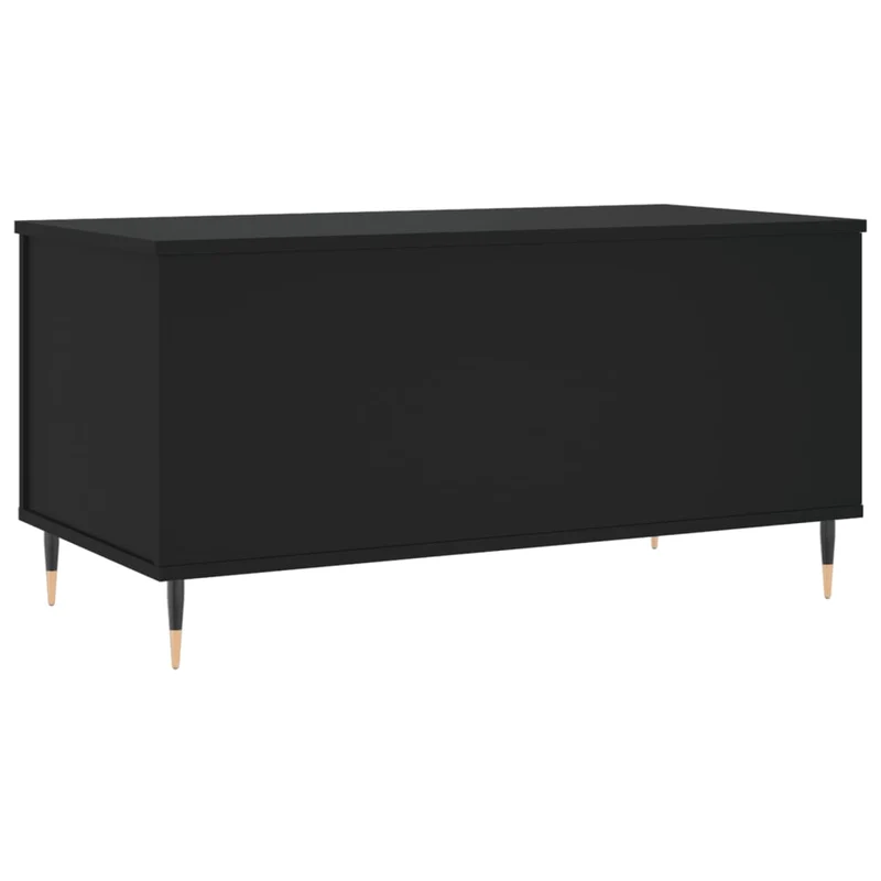 Table basse avec plateau relevable design moderne et contemporain 90 x 44,5 x 45 cm bois d'ingénierie noir et métal DEC039806