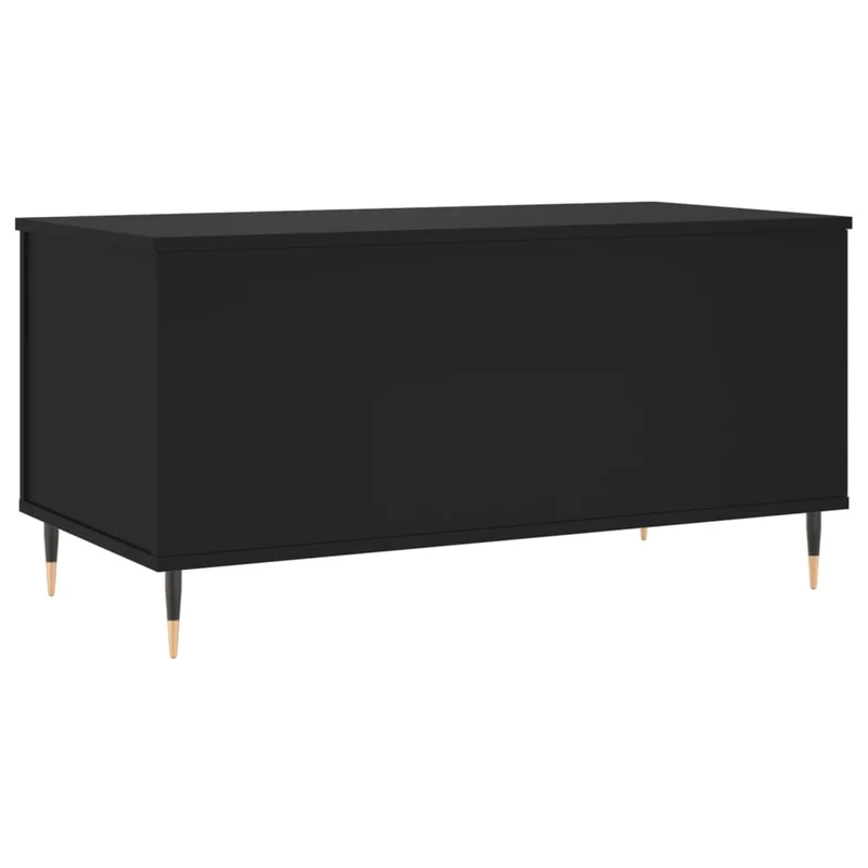 Table basse avec plateau relevable design moderne et contemporain 90 x 44,5 x 45 cm bois d'ingénierie noir et métal DEC039806