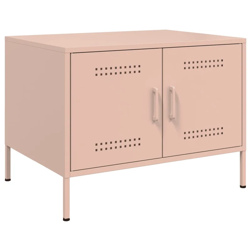 Table basse avec deux compartiments design industriel moderne 68 x 50 x 50,5 cm acier rose DEC039916