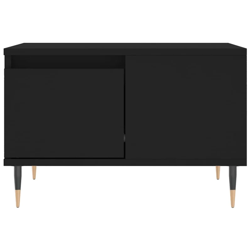 Table basse avec tiroir design moderne 55 x 55 x 36,5 cm bois d'ingénierie noir et métal DEC039688